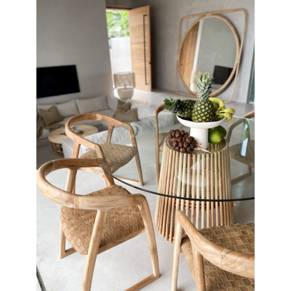 Mabel Dining Chair - Sand Leather & Natural Teak - Image 3