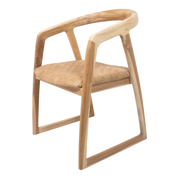 Mabel Dining Chair - Sand Leather & Natural Teak