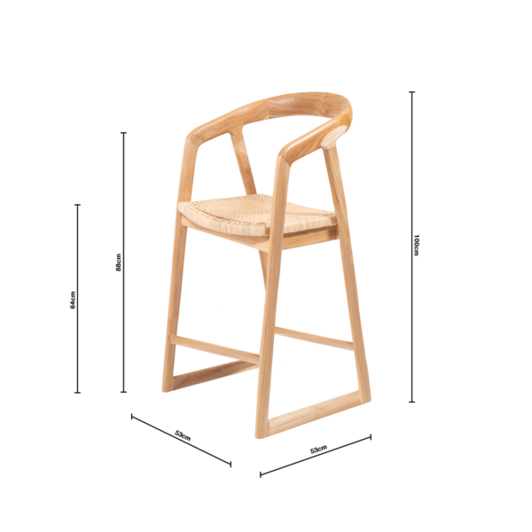 Mabel Kitchen Stool - Natural Rattan - Image 2