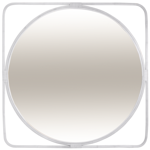 Poppy Mirror - White Rattan